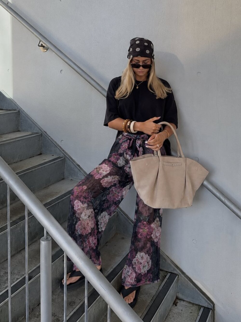 Sheer Floral Wide Leg Pants Transparent Belted Capris Flowers Moody